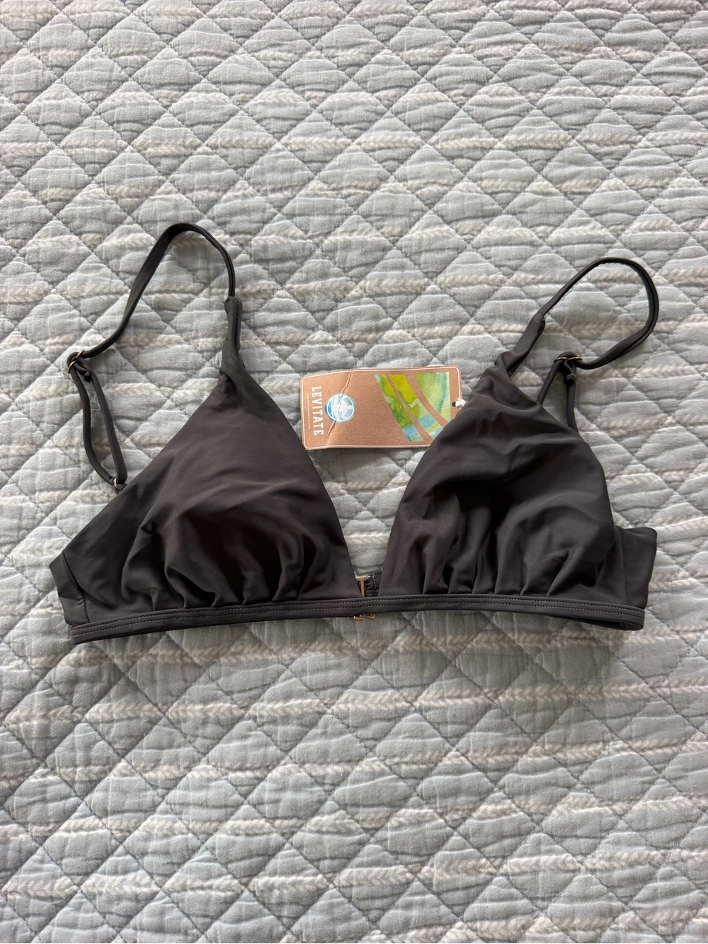 Levitate Grey Triangle Bikini Top — Sleek Adjustable Swim Bralette